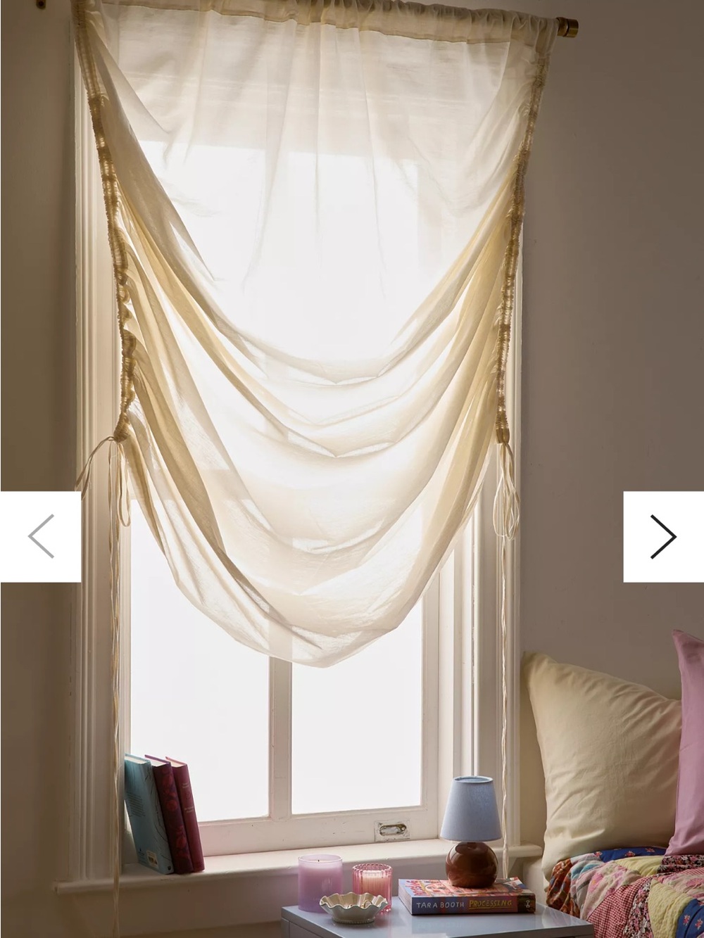 Set of 2 New Urban Outfitters Home ivory Roman shade curtains 52x84 sheer gauzy